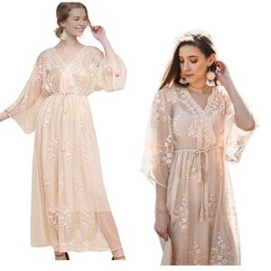 Umgee Cream Lace Embroidered Boho Dress NWT